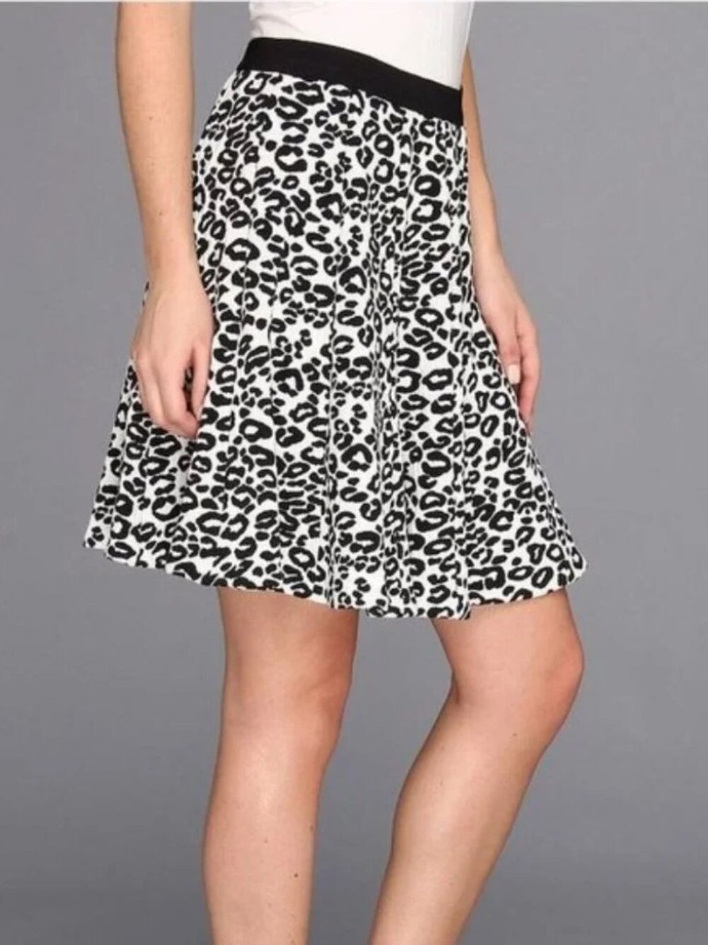 Rebecca Taylor Black and White Leopard Print Skirt - Size 2